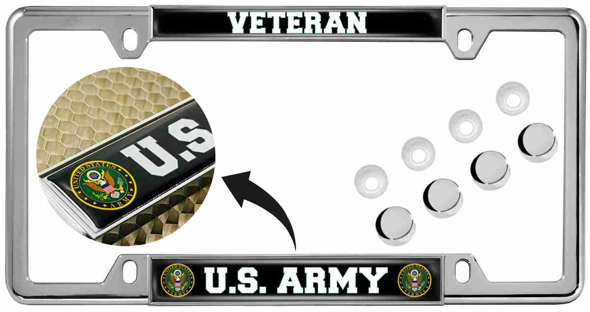 U.S. Army Veteran - Car Metal License Plate Frame